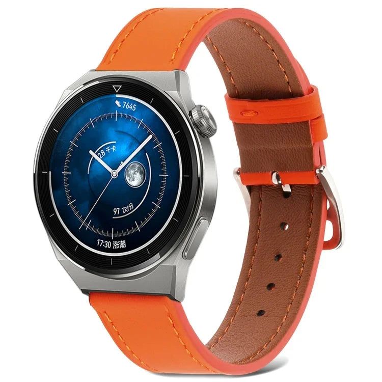 プレーン織り本革ウォッチバンド、Samsung Galaxy Watch4 20mm用、Huawei Watch GT 3 Pro 22mm用