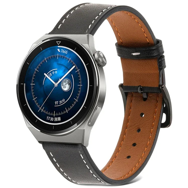 プレーン織り本革ウォッチバンド、Samsung Galaxy Watch4 20mm用、Huawei Watch GT 3 Pro 22mm用