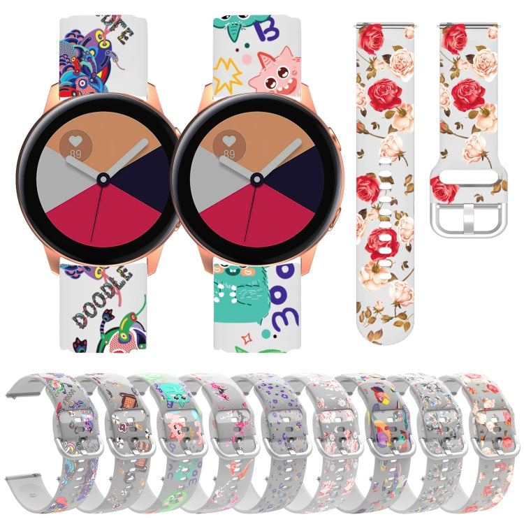 透明プリントTPUシリコンウォッチバンド、Samsung Galaxy Watch4 20mm用、Huawei Watch GT 3 Pro 22mm用