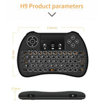 H9 2.4GHz ミニ ワイヤレス エアマウス QWERTYキーボード 白色バックライト＆タッチパッド付き PC、TV用、白色バックライト付き