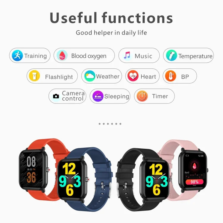 Q9 Pro 1.7インチ TFT HDスクリーン スマートウォッチ、体温モニタリング／心拍数モニタリング対応
