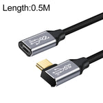 10Gbps USB-C / Type-C メス-オスL字型充電データ転送延長ケーブル、25cm、50cm、1m