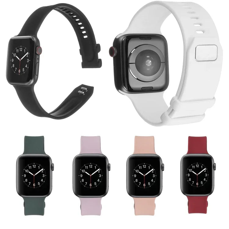 スクエアバックルシリコンウォッチバンド Apple Watchシリーズ用, 7 41mm / 6&SE&5&4 40mm / 3&2&1 38mm, 7 45mm / 6&SE&5&4 44mm / 3&2&1 42mm