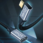 10Gbps USB-C / Type-C メス-オスL字型充電データ転送延長ケーブル、1.5m、2m、3m