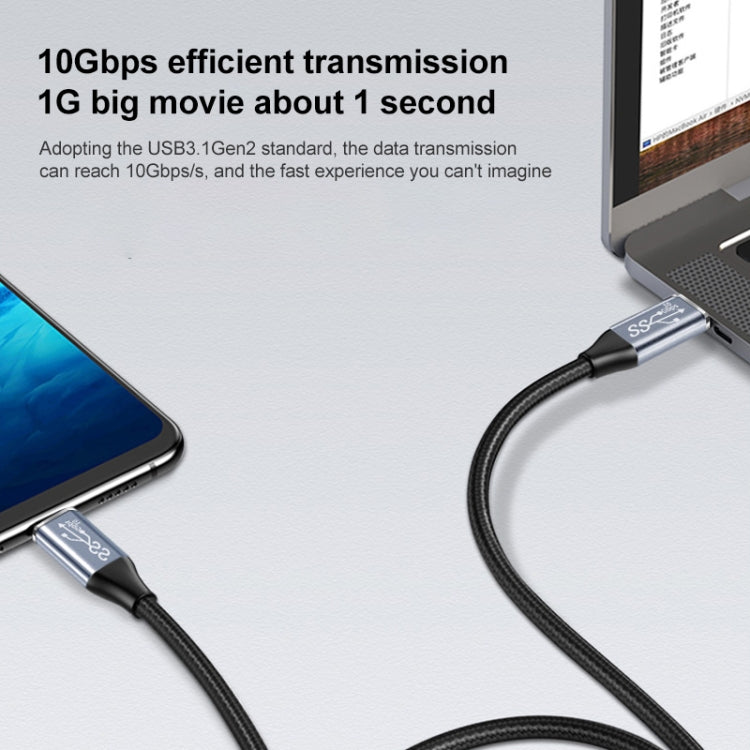 10Gbps USB-C / Type-C メス-オスL字型充電データ転送延長ケーブル、1.5m、2m、3m