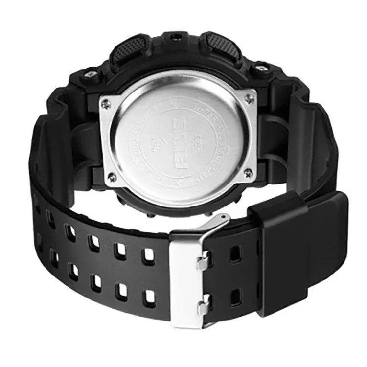 SKMEI 1857 ステンレススチールバックル PUストラップ 防水電子時計