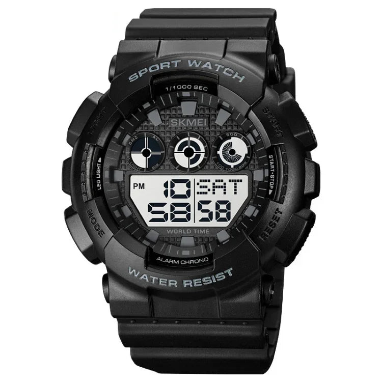 SKMEI 1857 ステンレススチールバックル PUストラップ 防水電子時計