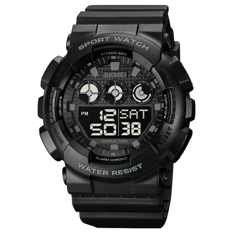SKMEI 1857 ステンレススチールバックル PUストラップ 防水電子時計