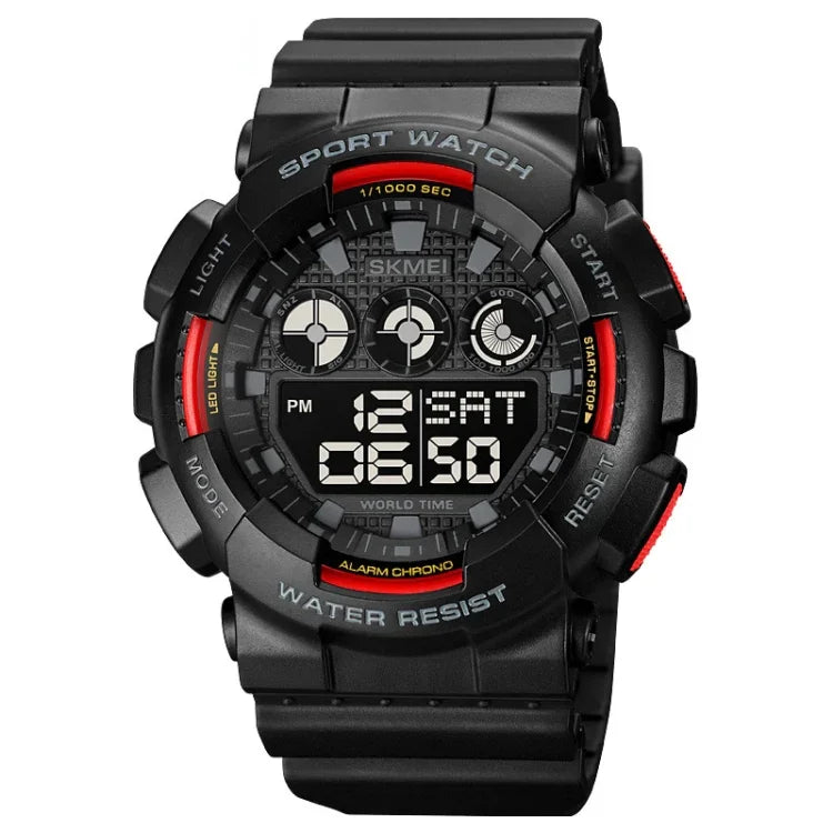 SKMEI 1857 ステンレススチールバックル PUストラップ 防水電子時計