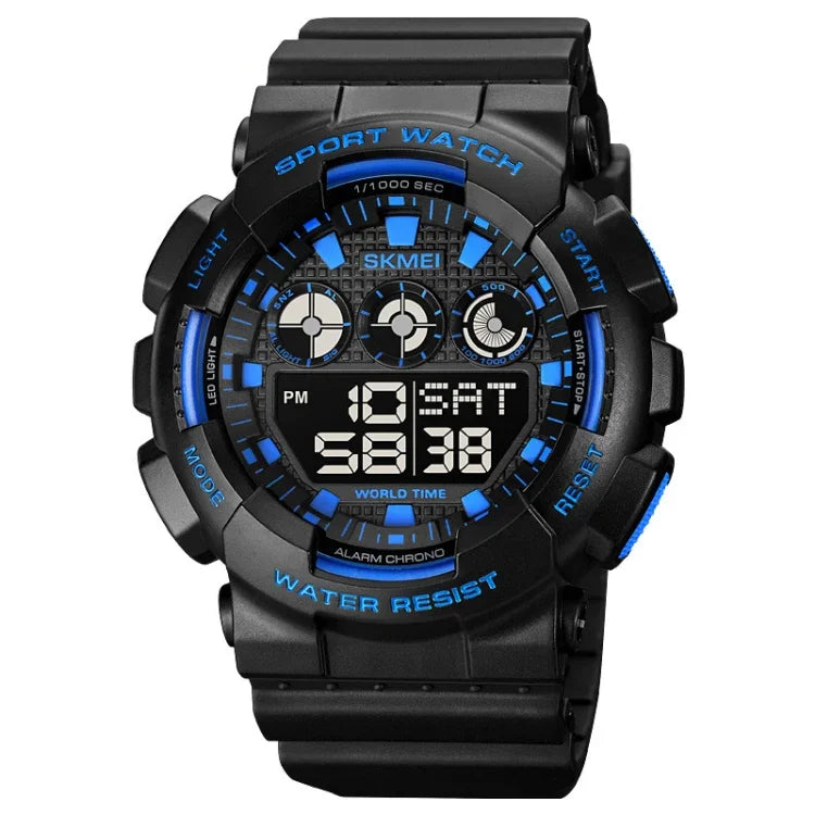 SKMEI 1857 ステンレススチールバックル PUストラップ 防水電子時計