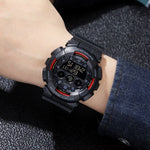 SKMEI 1857 ステンレススチールバックル PUストラップ 防水電子時計