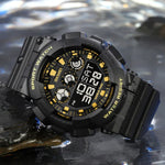 SKMEI 1857 ステンレススチールバックル PUストラップ 防水電子時計