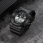 SKMEI 1857 ステンレススチールバックル PUストラップ 防水電子時計