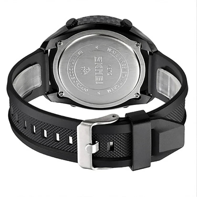 SKMEI 1872 Stainless Steel Buckle PU Strap Waterproof Electronic Watch, White, Black