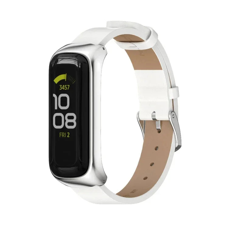 MIJOBS メタルケース マイクロファイバー レザーウォッチバンド、Samsung Galaxy Fit 2用