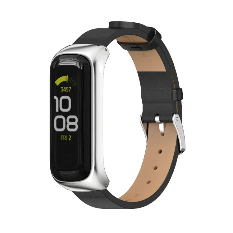 MIJOBS メタルケース マイクロファイバー レザーウォッチバンド、Samsung Galaxy Fit 2用