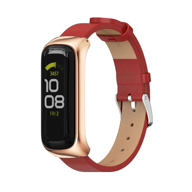 MIJOBS メタルケース マイクロファイバー レザーウォッチバンド、Samsung Galaxy Fit 2用