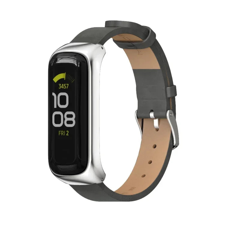 MIJOBS メタルケース マイクロファイバー レザーウォッチバンド、Samsung Galaxy Fit 2用