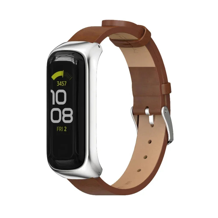 MIJOBS メタルケース マイクロファイバー レザーウォッチバンド、Samsung Galaxy Fit 2用