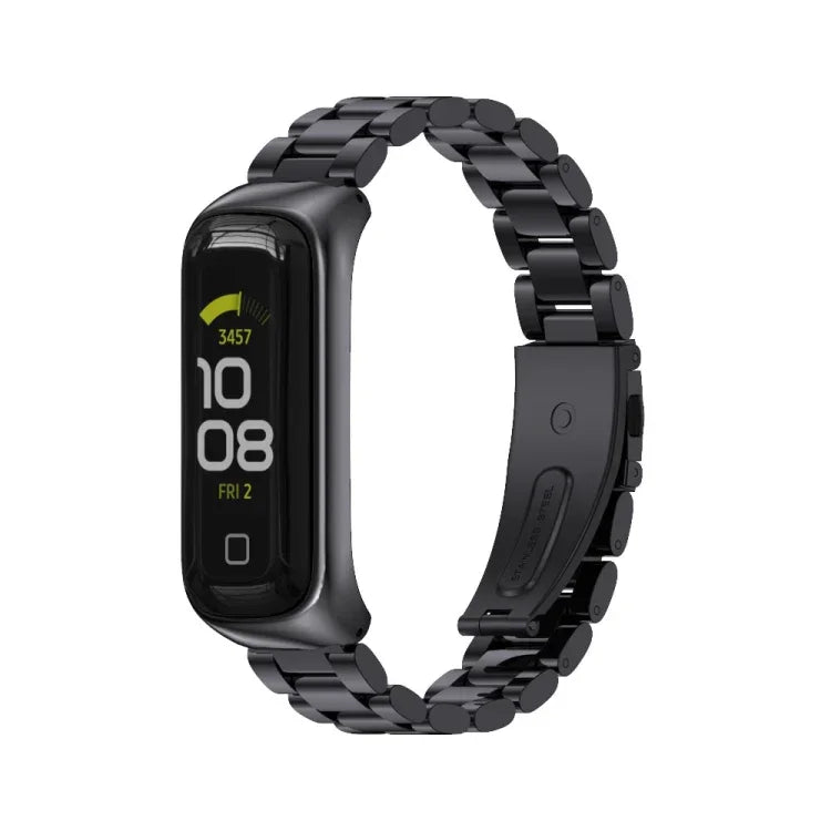 MIJOBS 三連メタル ステンレススチールウォッチバンド、Samsung Galaxy Fit 2用
