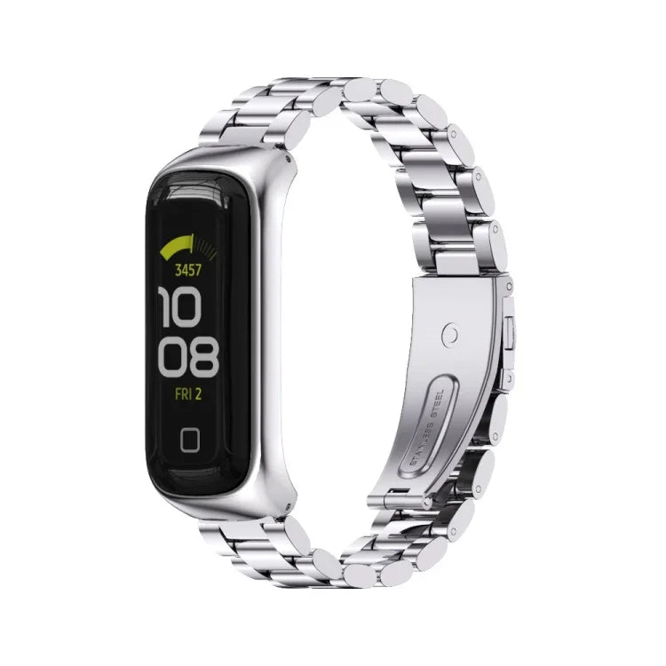 MIJOBS 三連メタル ステンレススチールウォッチバンド、Samsung Galaxy Fit 2用