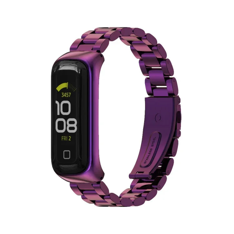MIJOBS 三連メタル ステンレススチールウォッチバンド、Samsung Galaxy Fit 2用