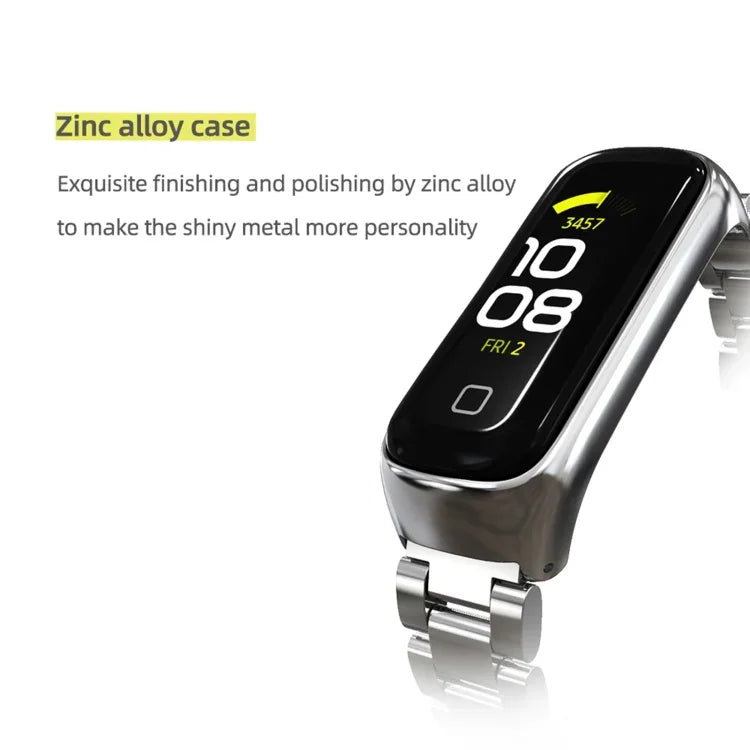 MIJOBS 三連メタル ステンレススチールウォッチバンド、Samsung Galaxy Fit 2用