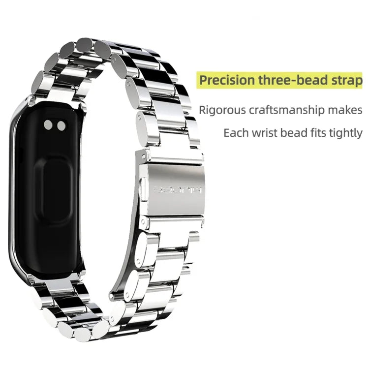 MIJOBS 三連メタル ステンレススチールウォッチバンド、Samsung Galaxy Fit 2用