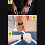 MIJOBS 三連メタル ステンレススチールウォッチバンド、Samsung Galaxy Fit 2用