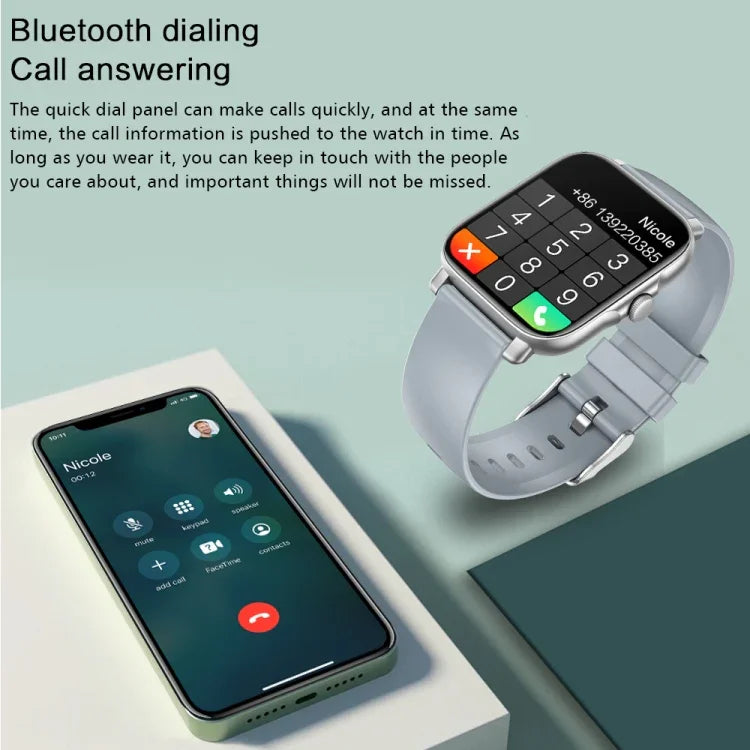 GT30 1.69インチ TFT画面スマートウォッチ、スチールバンド IP67防水 Bluetooth通話対応／多彩なスポーツモード、スチールバンド