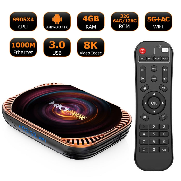 MECOOL HK1RBOX X4 4K TVボックス、Android 11 Amlogic S905X4 CPU リモコン付き、4GB+32GB、4GB+64GB、4GB+128GB