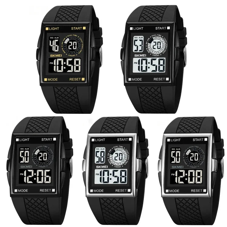 SKMEI 1967 ステンレススチールバックル PUストラップ 防水電子時計