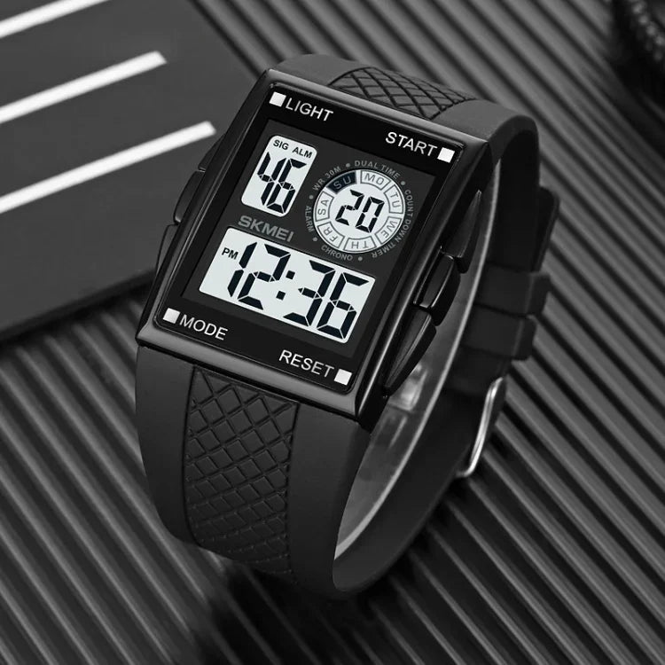 SKMEI 1967 ステンレススチールバックル PUストラップ 防水電子時計