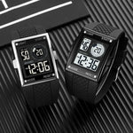 SKMEI 1967 ステンレススチールバックル PUストラップ 防水電子時計