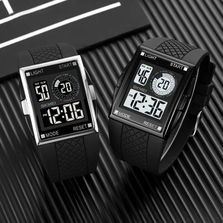 SKMEI 1967 ステンレススチールバックル PUストラップ 防水電子時計