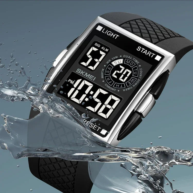 SKMEI 1967 ステンレススチールバックル PUストラップ 防水電子時計