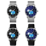 SKMEI 9283 Stainless Steel Buckle Glass Mirror Waterproof Quartz Watch, Steel Belt, Leather Belt