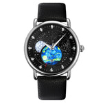 SKMEI 9283 Stainless Steel Buckle Glass Mirror Waterproof Quartz Watch, Steel Belt, Leather Belt
