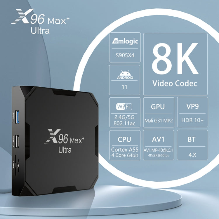 H96 Max+ Ultra 4GB+32GB Amlogic S905X4 8KスマートTVボックス Android 11.0 メディアプレーヤー、4GB+32GB、UKプラグ、4GB+32GB、USプラグ、4GB+32GB、EUプラグ、4GB+32GB、AUプラグ