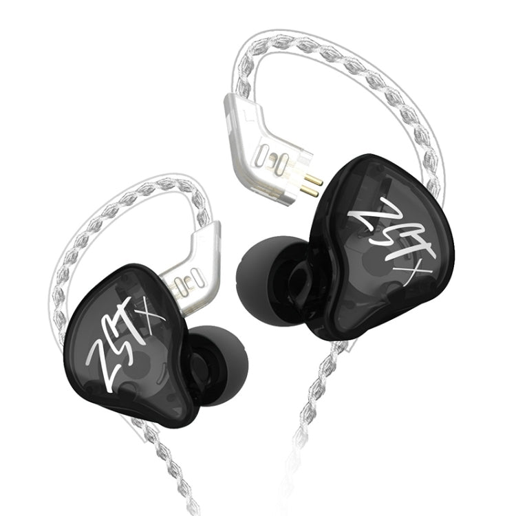 KZ-ZST Xリングアイアンハイブリッドドライバーインイヤーノイズキャンセリングイヤホン、マイク付き、マイクなし