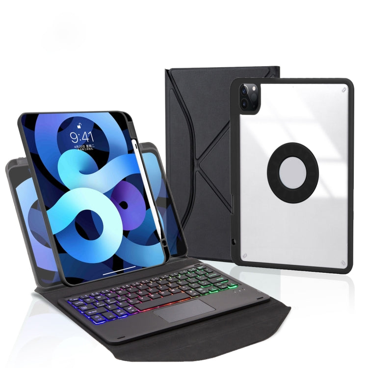 Z11B-AS ペンスロット タッチパッド バックライト Bluetoothキーボード レザータブレットケース、iPad Pro 11 2021/2020/2018用、iPad Air 11 2025 / 2024 / Air 5 / Air 4用、iPad 10.2 2021/2020/2019用
