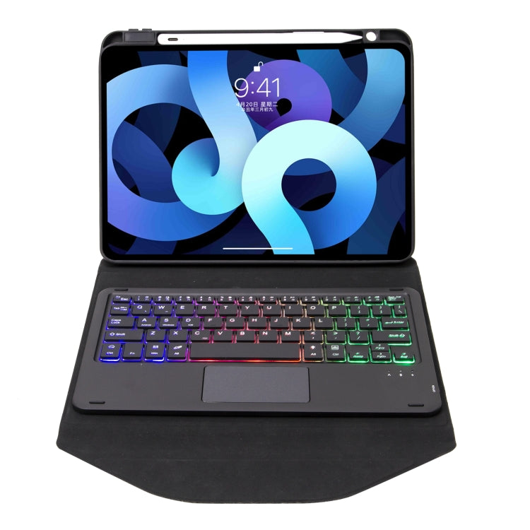 Z11B-AS ペンスロット タッチパッド バックライト Bluetoothキーボード レザータブレットケース、iPad Pro 11 2021/2020/2018用、iPad Air 11 2025 / 2024 / Air 5 / Air 4用、iPad 10.2 2021/2020/2019用