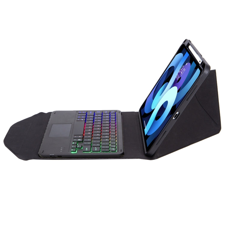 Z11B-AS ペンスロット タッチパッド バックライト Bluetoothキーボード レザータブレットケース、iPad Pro 11 2021/2020/2018用、iPad Air 11 2025 / 2024 / Air 5 / Air 4用、iPad 10.2 2021/2020/2019用