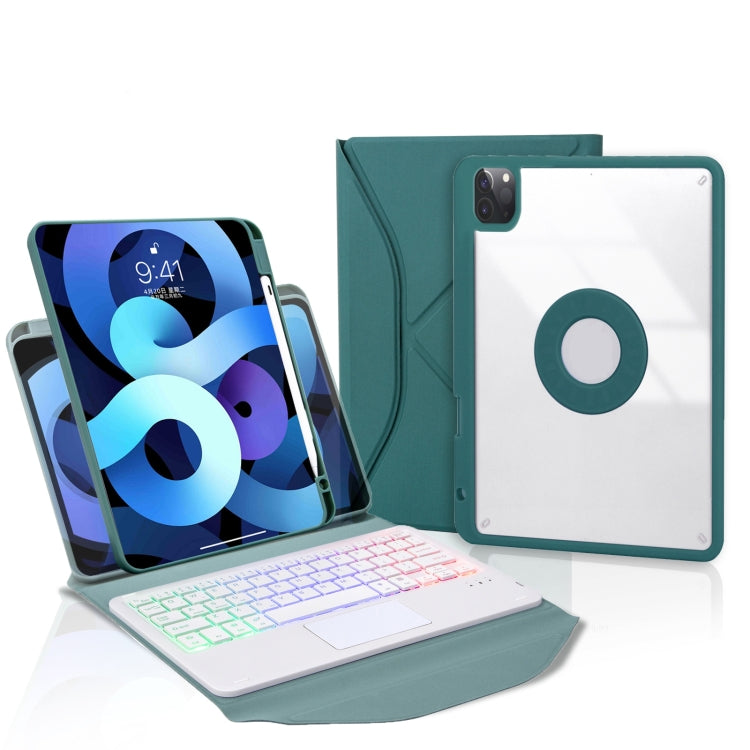 Z11B-AS ペンスロット タッチパッド バックライト Bluetoothキーボード レザータブレットケース、iPad Pro 11 2021/2020/2018用、iPad Air 11 2025 / 2024 / Air 5 / Air 4用、iPad 10.2 2021/2020/2019用