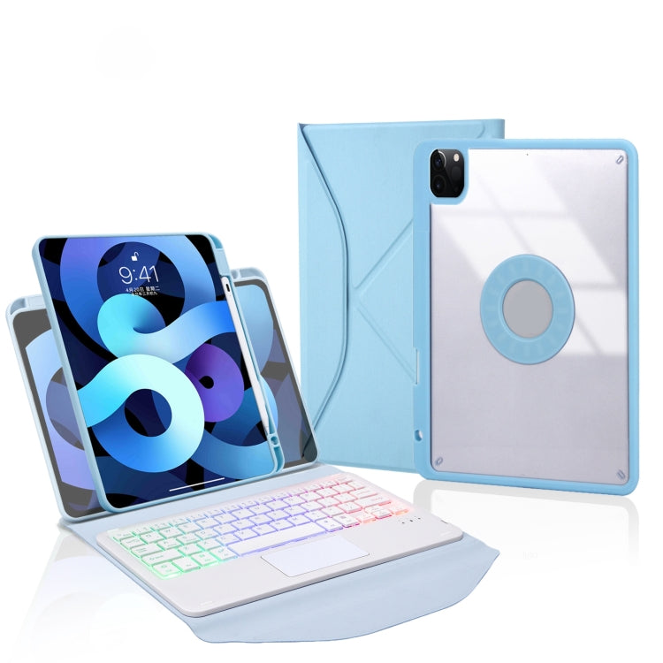 Z11B-AS ペンスロット タッチパッド バックライト Bluetoothキーボード レザータブレットケース、iPad Pro 11 2021/2020/2018用、iPad Air 11 2025 / 2024 / Air 5 / Air 4用、iPad 10.2 2021/2020/2019用