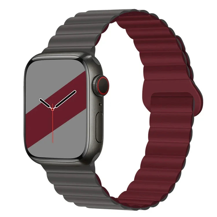 リバースバックルマグネットシリコンウォッチバンド Apple Watchシリーズ用, 7 45mm / 6&SE&5&4 44mm / 3&2&1 42mm, 7 41mm / 6&SE&5&4 40mm / 3&2&1 38mm