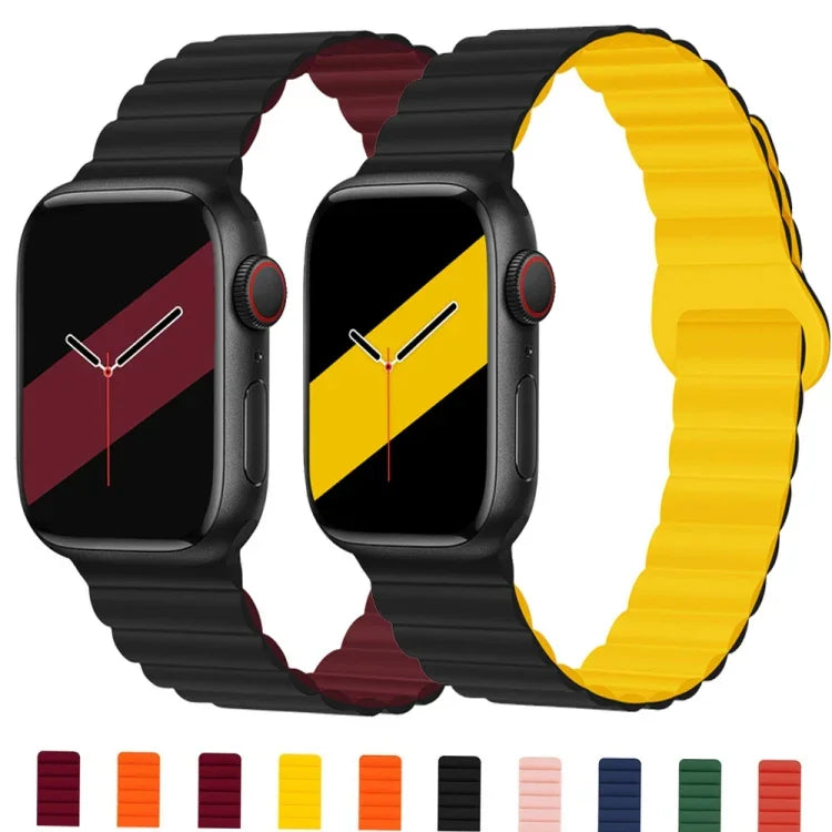 リバースバックルマグネットシリコンウォッチバンド Apple Watchシリーズ用, 7 45mm / 6&SE&5&4 44mm / 3&2&1 42mm, 7 41mm / 6&SE&5&4 40mm / 3&2&1 38mm