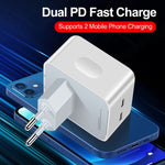 PD 50W デュアルUSB-C / Type-Cポート充電器、PD 50W EUプラグ、PD 50W USプラグ