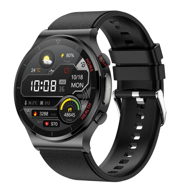 E300 1.32インチ画面 TPUウォッチストラップスマートヘルスウォッチ、体温測定、心電図測定、血圧対応