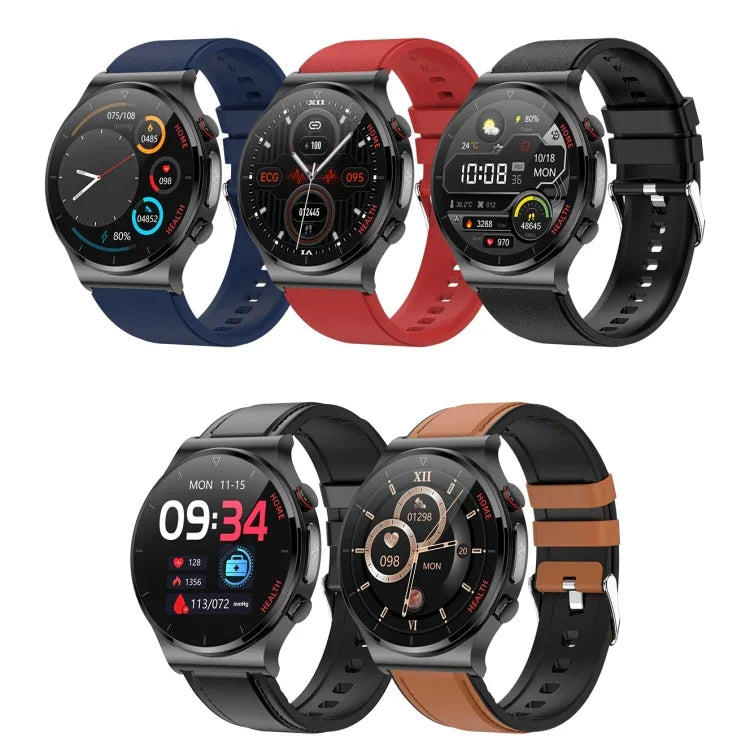 E300 1.32インチ画面 TPUウォッチストラップスマートヘルスウォッチ、体温測定、心電図測定、血圧対応